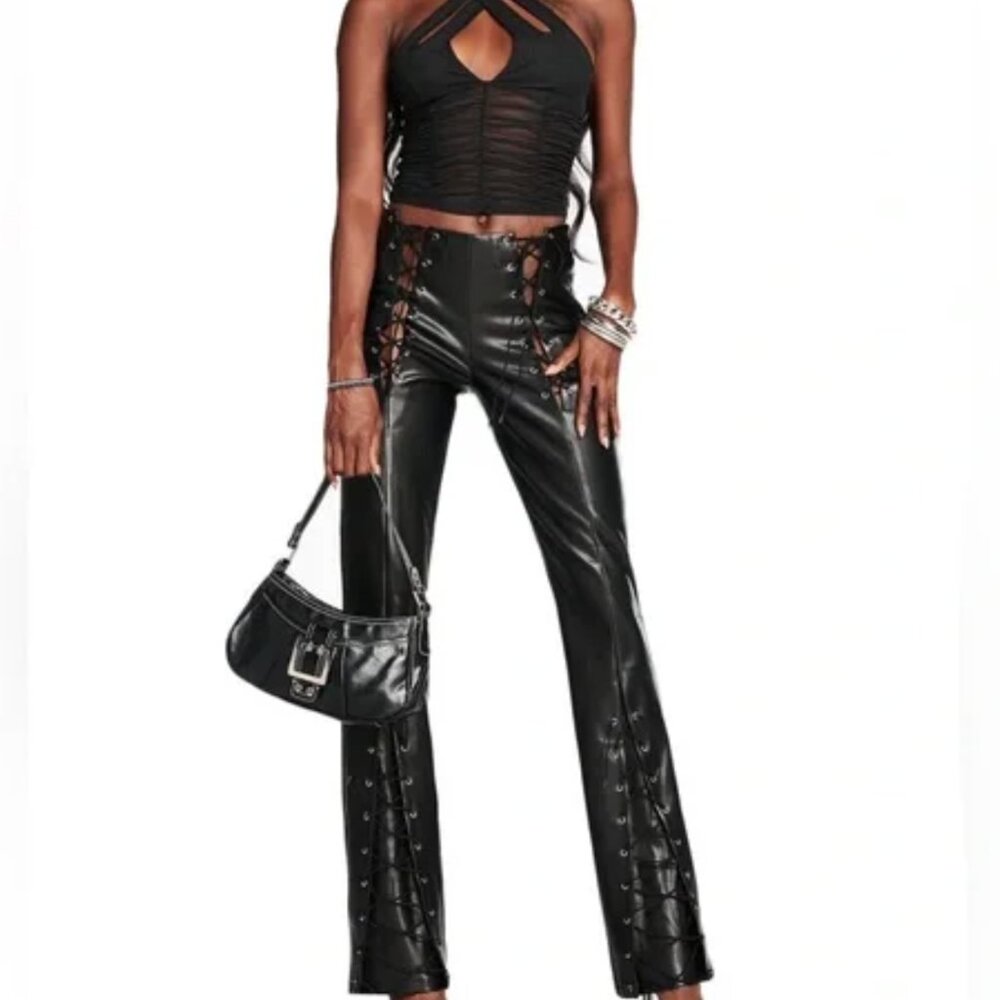 NWT I.AM.GIA-Faux Leather lace up trousers PERFECT CONDITION
